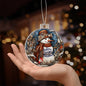 Beautiful Acrylic Ornament with a Stained Glass Look of: Snowman & Elf with Believe in Magic of Christmas message