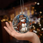 Beautiful Acrylic Ornament with a Stained Glass Look of: Vintage Snowman with Buttons