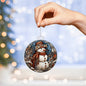 Beautiful Acrylic Ornament with a Stained Glass Look of: Vintage Snowman with Buttons