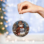 Beautiful Acrylic Ornament with a Stained Glass Look of: Snowman & Elf with Believe in Magic of Christmas message