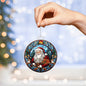 Beautiful Acrylic Ornament with a Stained Glass Look of: Classic Santa with Merry Christmas