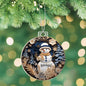 Beautiful Acrylic Ornament with a Stained Glass Look of: Snowman with Happy Holidays message