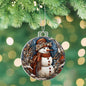 Beautiful Acrylic Ornament with a Stained Glass Look of: Vintage Snowman with Buttons