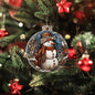 Beautiful Acrylic Ornament with a Stained Glass Look of: Vintage Snowman with Buttons
