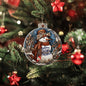Beautiful Acrylic Ornament with a Stained Glass Look of: Snowman & Elf with Believe in Magic of Christmas message
