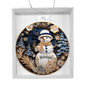 Beautiful Acrylic Ornament with a Stained Glass Look of: Snowman with Happy Holidays message