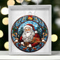 Beautiful Acrylic Ornament with a Stained Glass Look of: Classic Santa with Merry Christmas