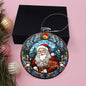 Beautiful Acrylic Ornament with a Stained Glass Look of: Classic Santa with Merry Christmas