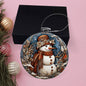 Beautiful Acrylic Ornament with a Stained Glass Look of: Vintage Snowman with Buttons