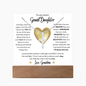 To Granddaughter from Grandma: Beautiful Cross Necklace & Keepsake Acrylic Bundle Gift Set_ "I'll always love you"