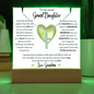 To Granddaughter from Grandma: Beautiful Cross Necklace & Keepsake Acrylic Bundle Gift Set_ "I'll always love you"