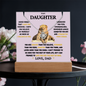 To Daughter from Dad- Beautiful Necklace & Keepsake Acrylic Plaque Bundle Gift Set: "Straighten Your Crown"_Lion_on purple