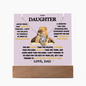To Daughter from Dad- Beautiful Necklace & Keepsake Acrylic Plaque Bundle Gift Set: "Straighten Your Crown"_Lion_on purple