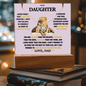 To Daughter from Dad- Beautiful Necklace & Keepsake Acrylic Plaque Bundle Gift Set: "Straighten Your Crown"_Lion_on purple