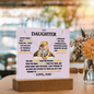 To Daughter from Dad- Beautiful Necklace & Keepsake Acrylic Plaque Bundle Gift Set: "Straighten Your Crown"_Lion_on purple