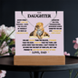 To Daughter from Dad- Beautiful Necklace & Keepsake Acrylic Plaque Bundle Gift Set: "Straighten Your Crown"_Lion_on purple