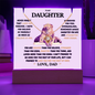 To Daughter from Dad- Beautiful Necklace & Keepsake Acrylic Plaque Bundle Gift Set: "Straighten Your Crown"_Lion_on purple