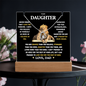 To Daughter from Dad- Beautiful Necklace & Keepsake Acrylic Plaque Bundle Gift Set: "Straighten Your Crown"_Lion_Black Background