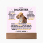 To Daughter from Mom- Beautiful Necklace & Keepsake Acrylic Plaque Bundle Gift Set: "Straighten your Crown"_Lioness_pink