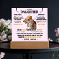 To Daughter from Mom- Beautiful Necklace & Keepsake Acrylic Plaque Bundle Gift Set: "Straighten your Crown"_Lioness_pink