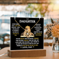 To Daughter from Dad- Beautiful Necklace & Keepsake Acrylic Plaque Bundle Gift Set: "Straighten Your Crown"_Lion_Black Background