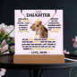 To Daughter from Mom- Beautiful Necklace & Keepsake Acrylic Plaque Bundle Gift Set: "Straighten your Crown"_Lioness_pink