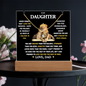 To Daughter from Dad- Beautiful Necklace & Keepsake Acrylic Plaque Bundle Gift Set: "Straighten Your Crown"_Lion_Black Background
