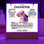 To Daughter from Mom- Beautiful Necklace & Keepsake Acrylic Plaque Bundle Gift Set: "Straighten your Crown"_Lioness_pink