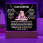 To Daughter from Dad- Beautiful Necklace & Keepsake Acrylic Plaque Bundle Gift Set: "Straighten Your Crown"_Lion_Black Background