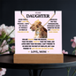 To Daughter from Mom- Beautiful Necklace & Keepsake Acrylic Plaque Bundle Gift Set: "Straighten your Crown"_Lioness_pink