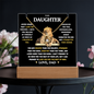 To Daughter from Dad- Beautiful Necklace & Keepsake Acrylic Plaque Bundle Gift Set: "Straighten Your Crown"_Lion_Black Background