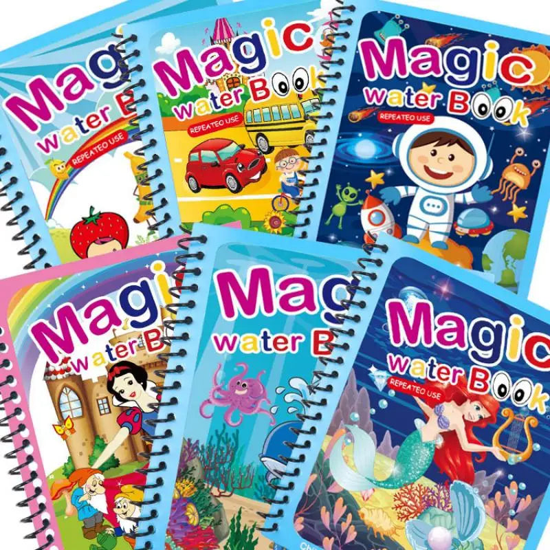 Libro de dibujo de agua mágica para colorear reutilizable, juguetes de educación temprana para niños