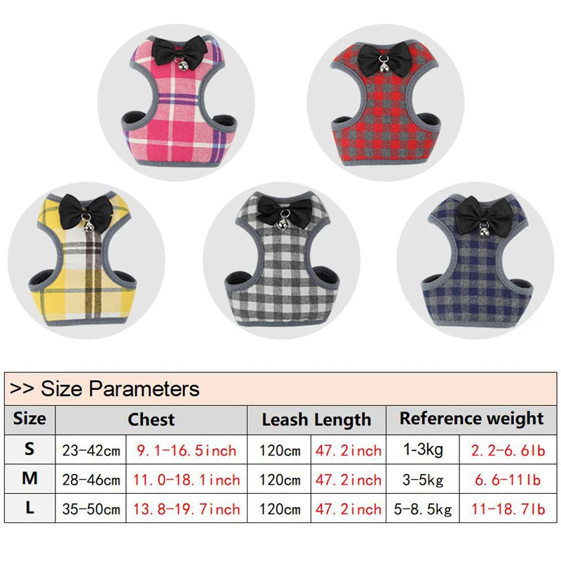 Small Puppy / Cat/ Small Dog Plaid Harness and Leash