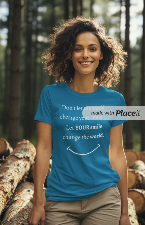 Ladies' Double Sided Smile message design Heather Scoop Neck Performance Tee