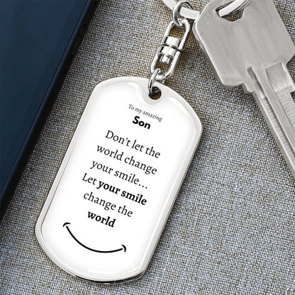 Dog Tag Key Chain_To Son_white