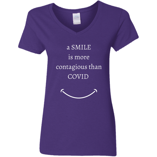 Ladies' V-Neck T-Shirt_Smile