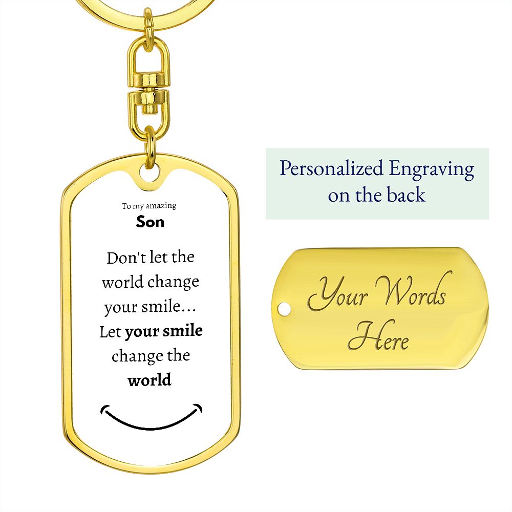 Dog Tag Key Chain_To Son_white