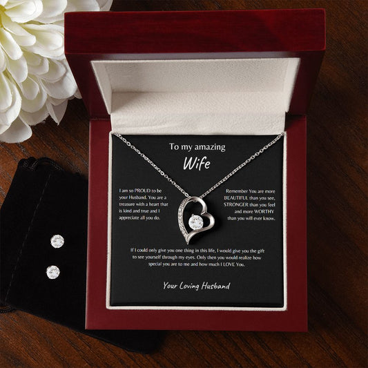 To Wife from Husband_Forever Love Necklace & Earring Set